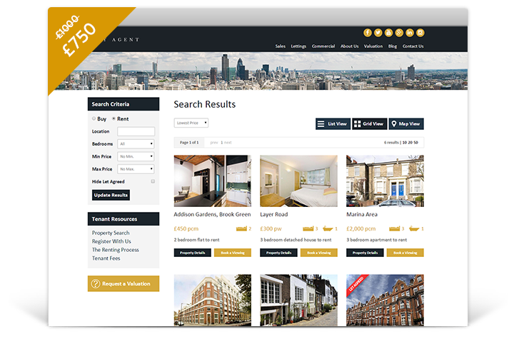 Estate Agent Websites - Cityscape Theme